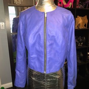 Blue faux leather jacket